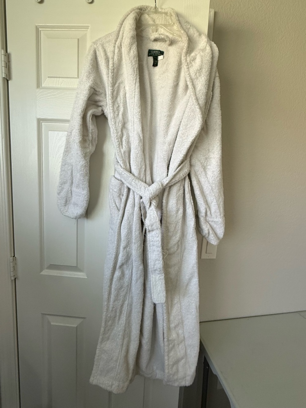 Ralph Lauren White Plush Terry Robe - Lauren Label